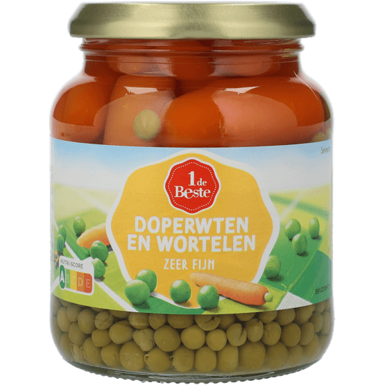 Foto van 1 de Beste Doperwten en wortelen fijn op witte achtergrond