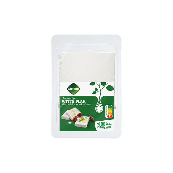 Foto van Melkan Plantaardige plak wit op witte achtergrond