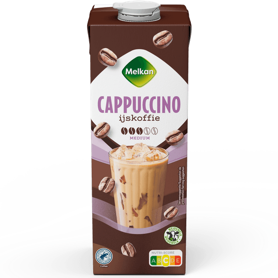 Foto van Melkan Ijskoffie cappuccino op witte achtergrond