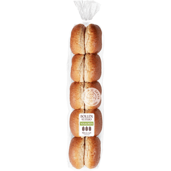 Foto van Bakker van der Akker Volkoren bollen op witte achtergrond