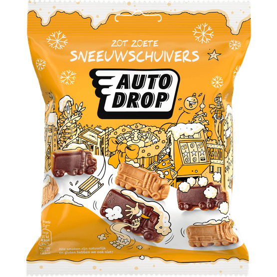 Foto van Autodrop Zot zoete sneeuwschuivers op witte achtergrond