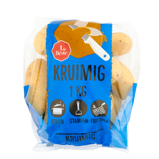 Foto van 1 de Beste Aardappelen kruimig op witte achtergrond