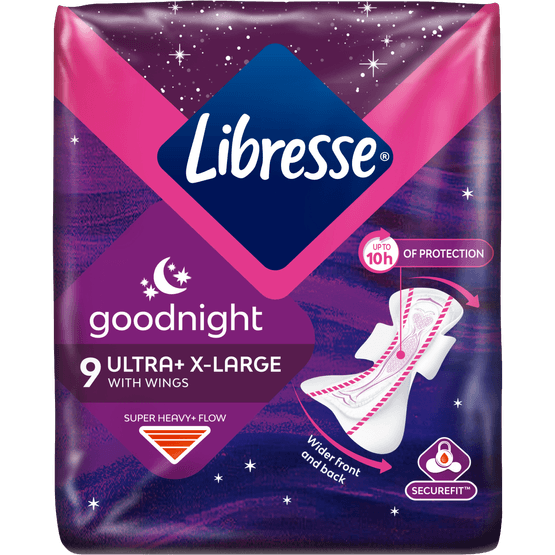 Foto van Libresse Maandverband ultra thin goodnight op witte achtergrond