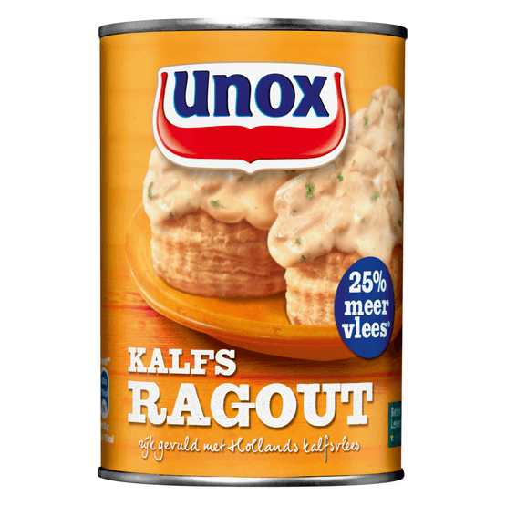 Foto van Unox Ragout kalf op witte achtergrond