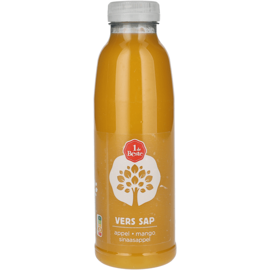 Foto van 1 de Beste Vers sap appel mango sinaasappel op witte achtergrond