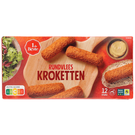Foto van 1 de Beste Kroketten rundvlees 12 st. op witte achtergrond