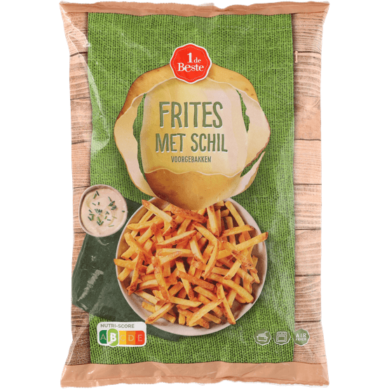 Foto van 1 de Beste Friet met schil op witte achtergrond