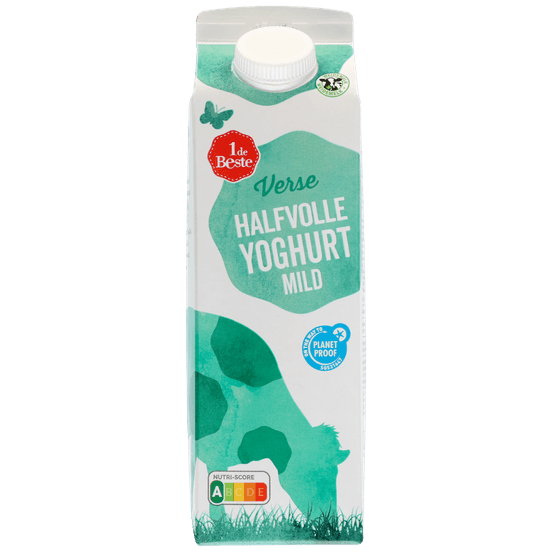 Foto van 1 de Beste Halfvolle yoghurt mild op witte achtergrond