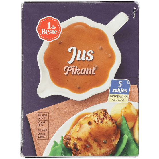 Foto van 1 de Beste Jus pikant 5 pack op witte achtergrond
