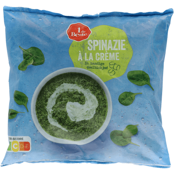 Foto van 1 de Beste Spinazie a la creme op witte achtergrond