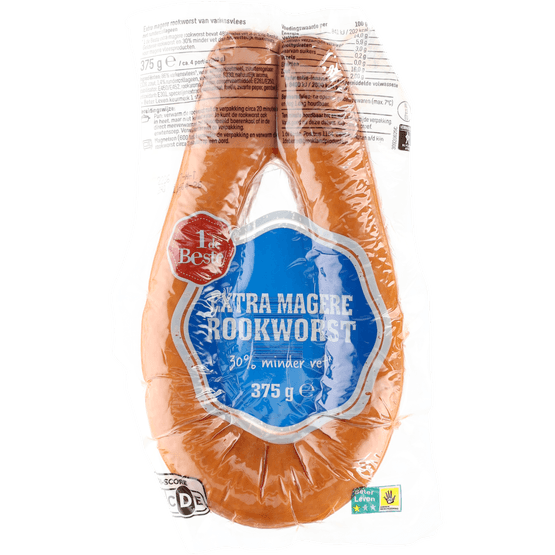 Foto van 1 de Beste Rookworst extra magere op witte achtergrond