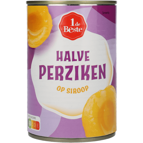 Foto van 1 de Beste Halve perziken op siroop op witte achtergrond