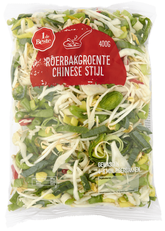 Foto van 1 de Beste Roerbakgroente Chinese stijl op witte achtergrond