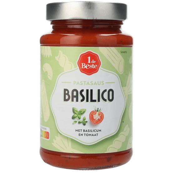 Foto van 1 de Beste Pastasaus basilico op witte achtergrond