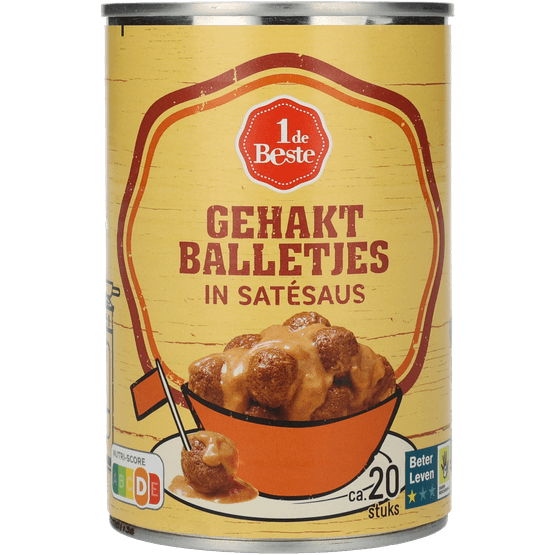 Foto van 1 de Beste Gehaktballetjes in satesaus op witte achtergrond