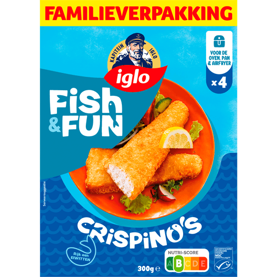Foto van Iglo Fish & Fun Crispino 4 stuks op witte achtergrond