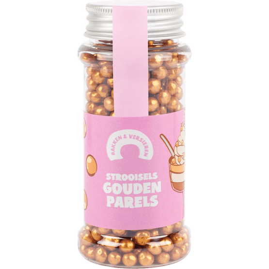 Foto van Strooisels gouden parels op witte achtergrond