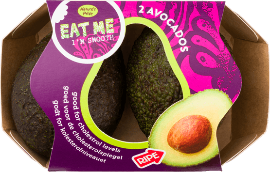 Foto van Eat Me Avocado ready to eat op witte achtergrond