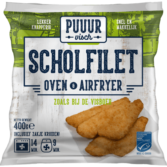 Foto van PUUUR VISCH Scholfilet op witte achtergrond