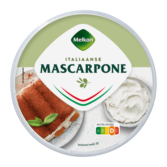 Foto van Melkan Mascarpone op witte achtergrond
