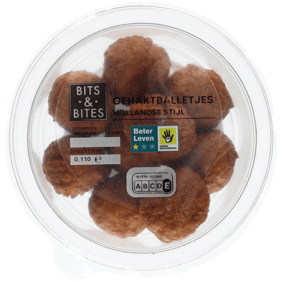 Foto van Bits & Bites Gehaktballetjes Hollandse stijl op witte achtergrond