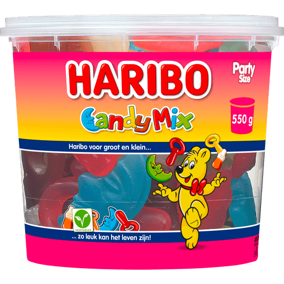 Foto van Haribo Candy mix op witte achtergrond