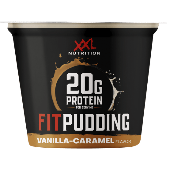 Foto van XXL Fit Protein pudding vanille karamel op witte achtergrond