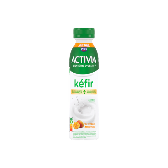 Foto van Activia Kefir drink mango op witte achtergrond