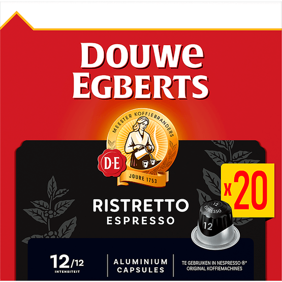 Foto van Douwe Egberts Koffiecups espresso 12 ristretto op witte achtergrond