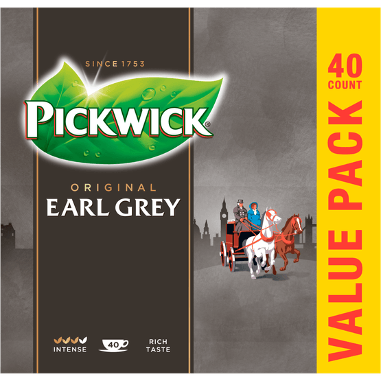 Foto van Pickwick Zwarte thee earl grey kop 40zk. op witte achtergrond