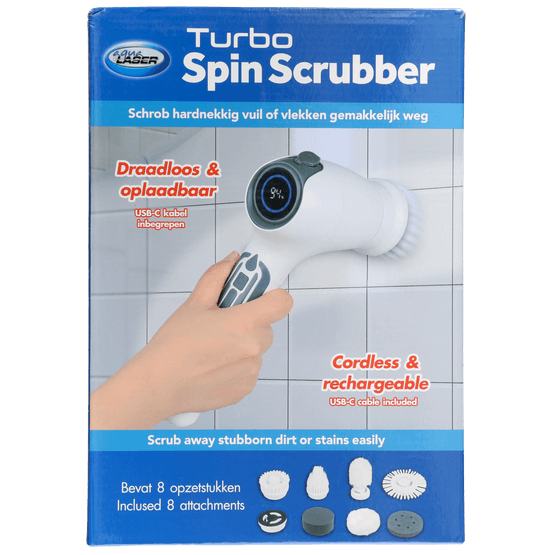 Foto van Aqua Laser Turbo spin scrubber op witte achtergrond