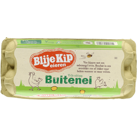 Foto van BLIJE KIP Vrije uitloop eieren op witte achtergrond