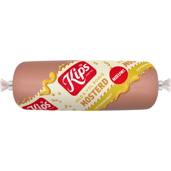 Foto van Kips Leverworst mosterd op witte achtergrond