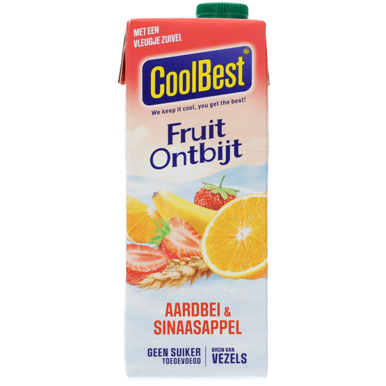Foto van CoolBest Fruitontbijt aardbei sinaasappel op witte achtergrond