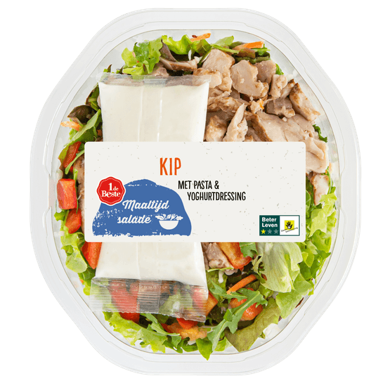 Foto van 1 de Beste Maaltijdsalade kip op witte achtergrond