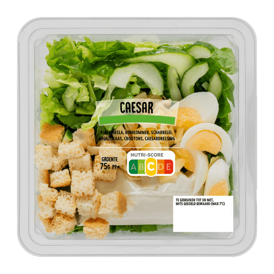 Foto van 1 de Beste Groene salade caesar op witte achtergrond