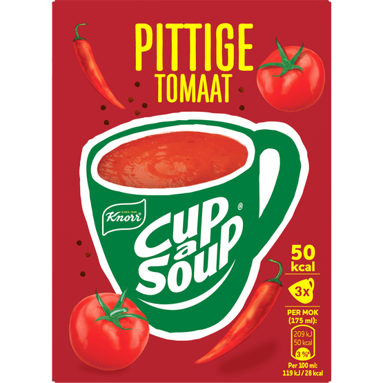 Foto van Knorr Cup-a-soup pittige tomaat 3 st. op witte achtergrond