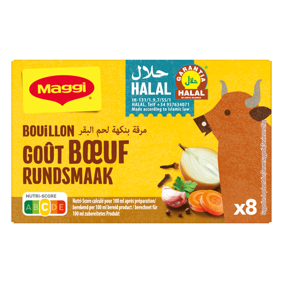 Foto van Maggi Bouillonblokjes rund halal op witte achtergrond