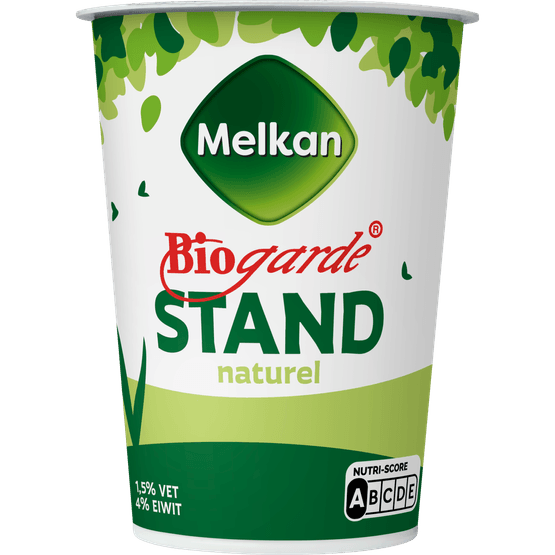 Foto van Melkan Biogarde standyoghurt op witte achtergrond