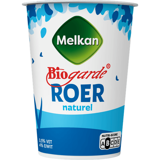 Foto van Melkan Bigarde roeryoghurt naturel op witte achtergrond
