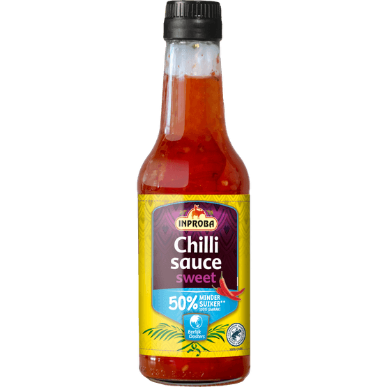 Foto van Inproba Chilisaus sweet 50% minder suiker op witte achtergrond