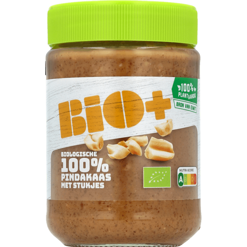 Bio+ 100% pindakaas met stukjes