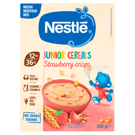 Foto van Nestlé Junior cereals aardbei 12-36mnd op witte achtergrond