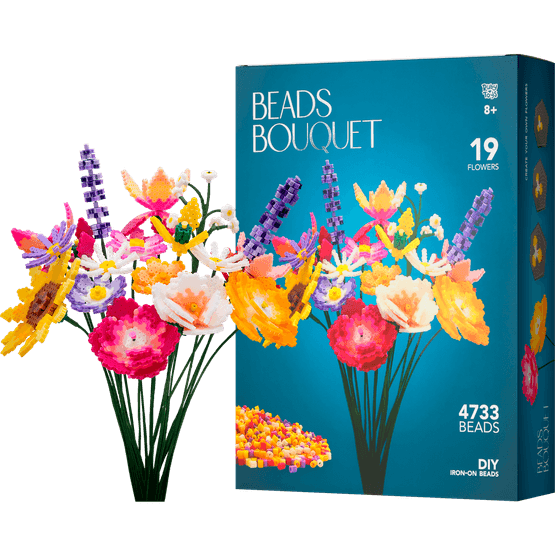 Foto van Strijkkralen boeket 19 stelen op witte achtergrond