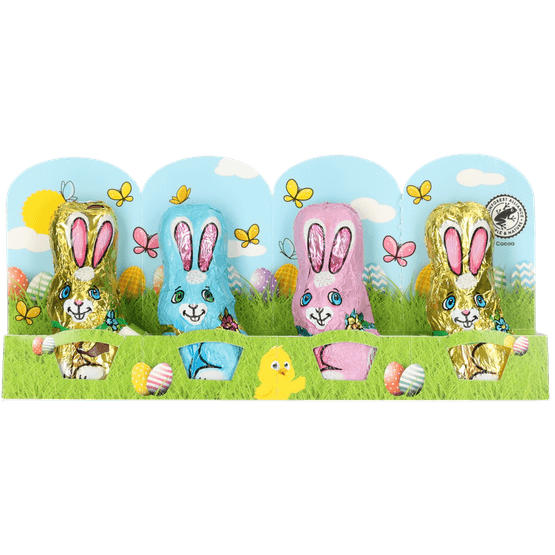 Foto van Mini haasjes holfiguurtjes op witte achtergrond