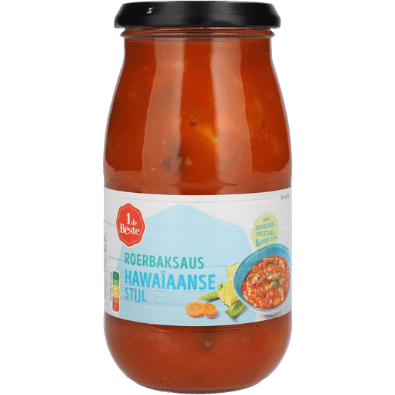 Foto van 1 de Beste Roerbaksaus hawai op witte achtergrond