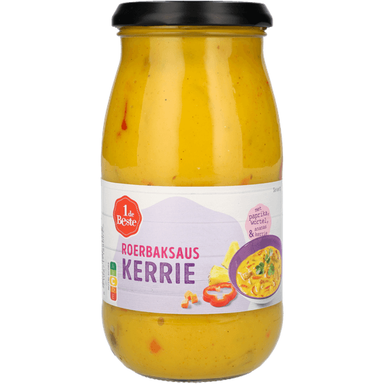 Foto van 1 de Beste Roerbaksaus kerrie op witte achtergrond