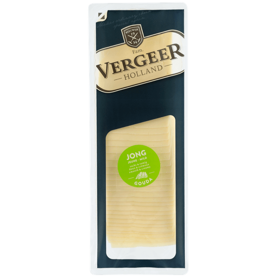 Foto van Vergeer Gouda kaas jong 48+ 25 plakken op witte achtergrond