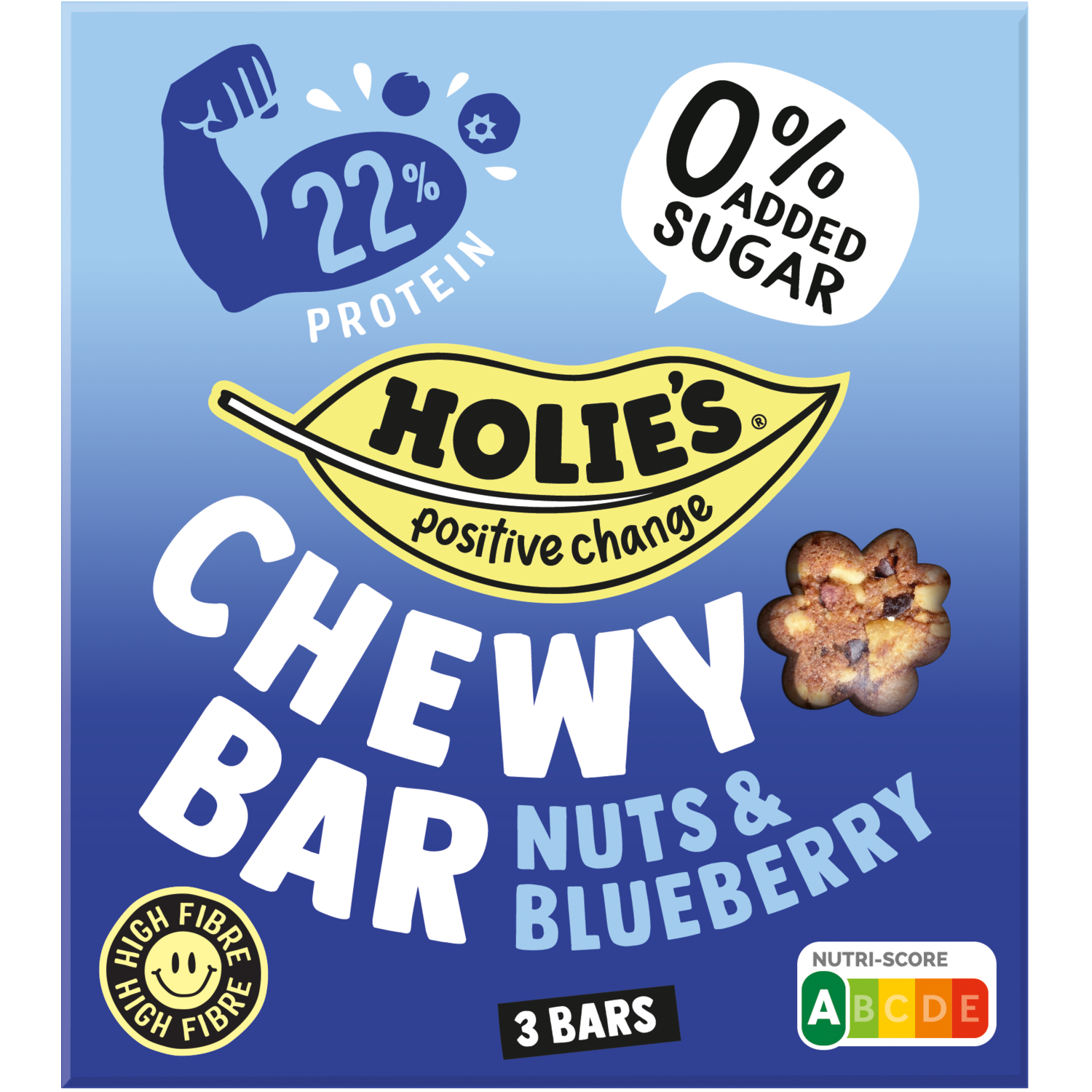 Holie's Chewy bar nuts & blueberry 3 st.