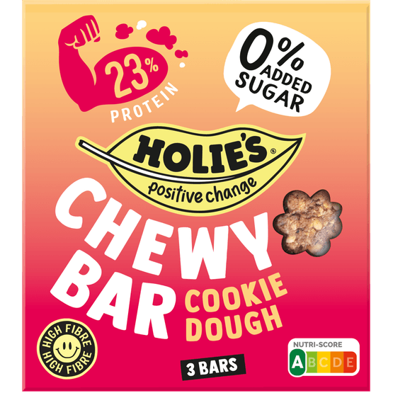 Foto van Holie's Chewy bar cookie dough 3 st. op witte achtergrond